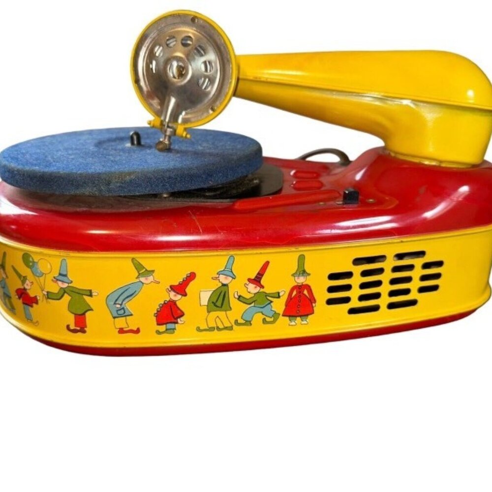 Works well! Lindstrom Electric Phonograph 777 Tin Litho Toy Record Player - Picture 2 of 10